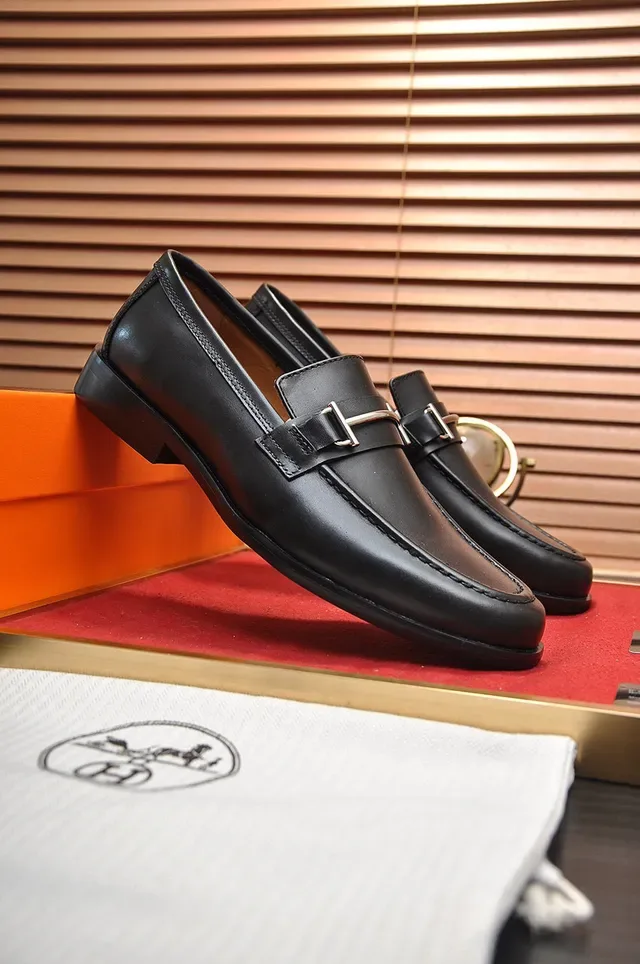 Hermès Oran Mocassins de Couro Preto com Cabrestilho 8