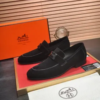 Hermès Oran Mocasines Negros de Ante