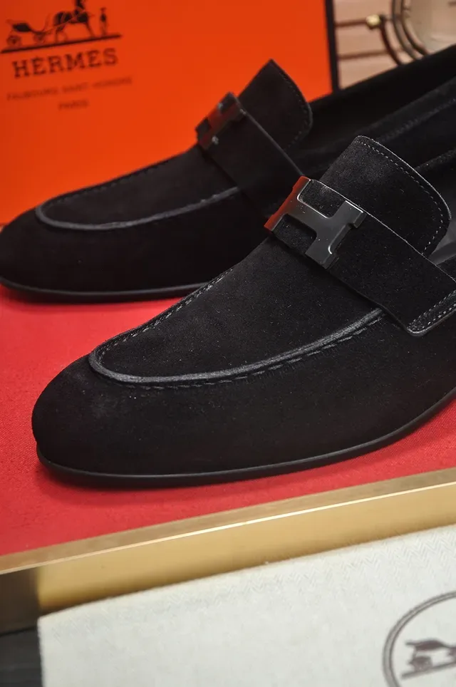 Hermès Oran Black Suede Loafers 2