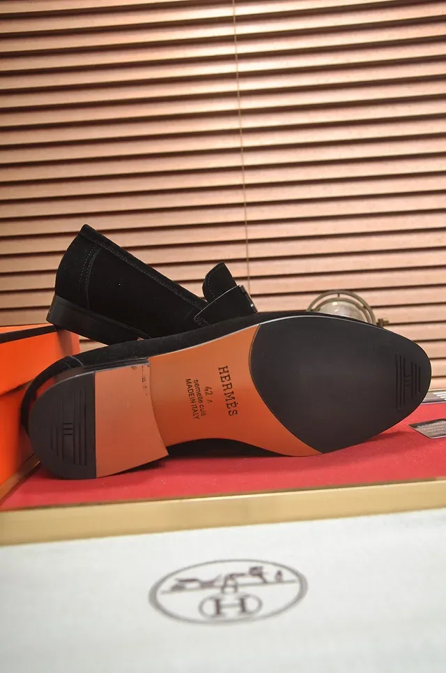 Hermès Oran Black Suede Loafers 3