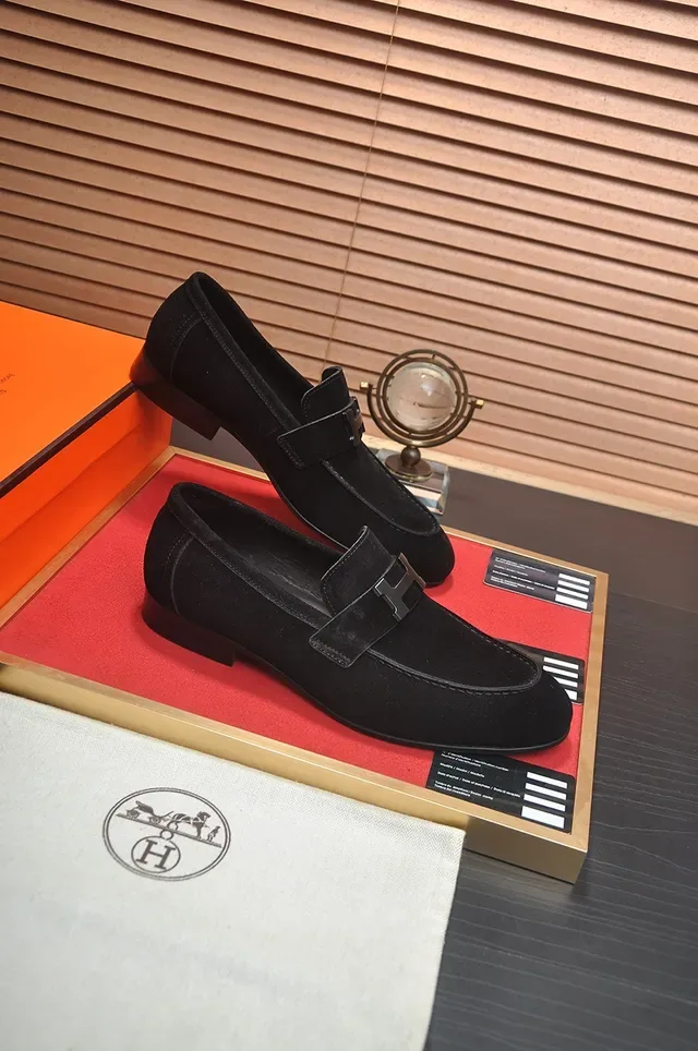 Hermès Oran Black Suede Loafers 4