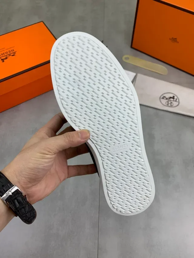 Hermès Oran Verde Branco Ante Superior Fivela H Metal Hardware Loafer 3
