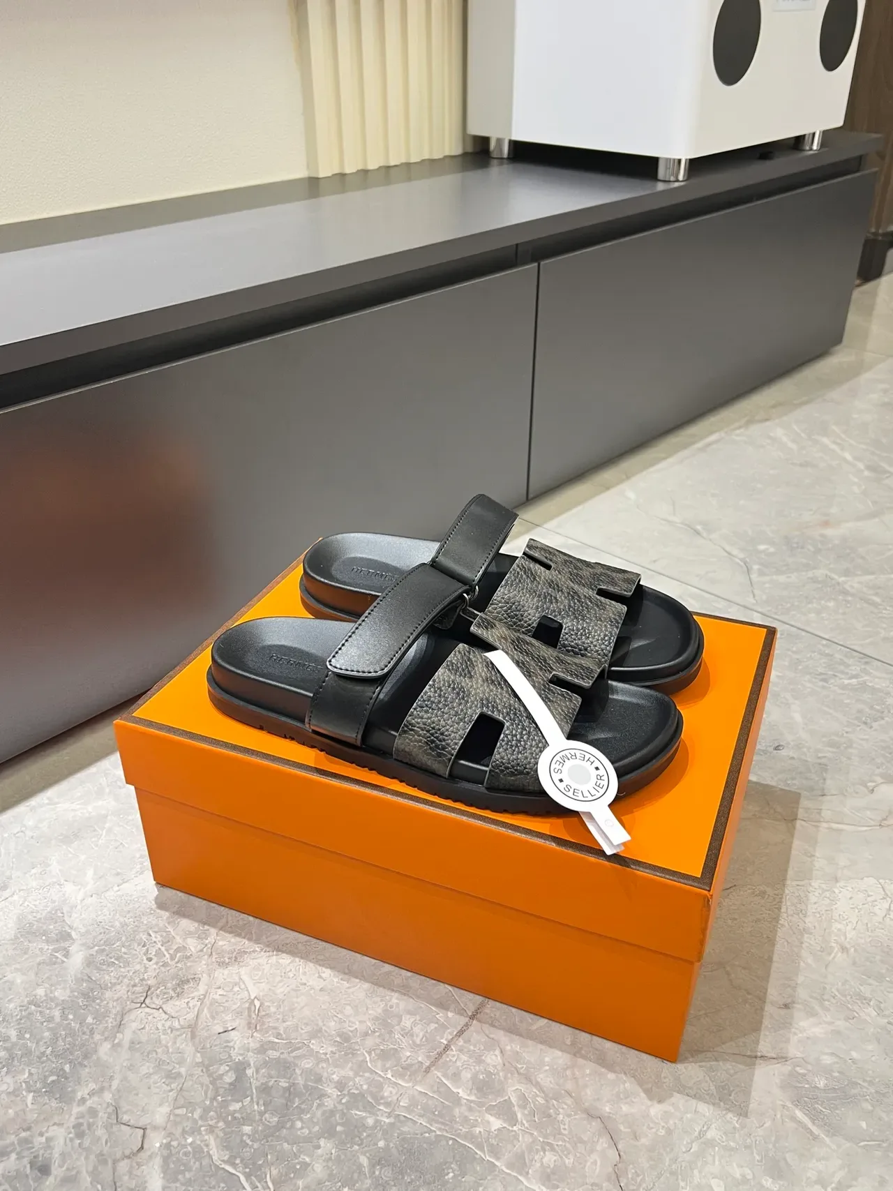 Hermès Oran Leopard and Python-Print H-Strap Slippers 15