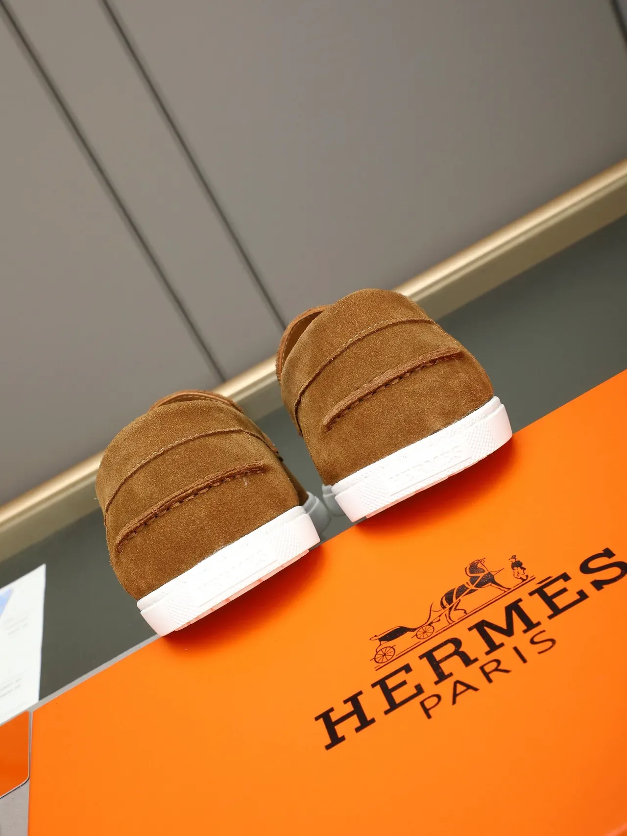 Hermès Oran Loafer Tan Suede White Sole Loafers 3