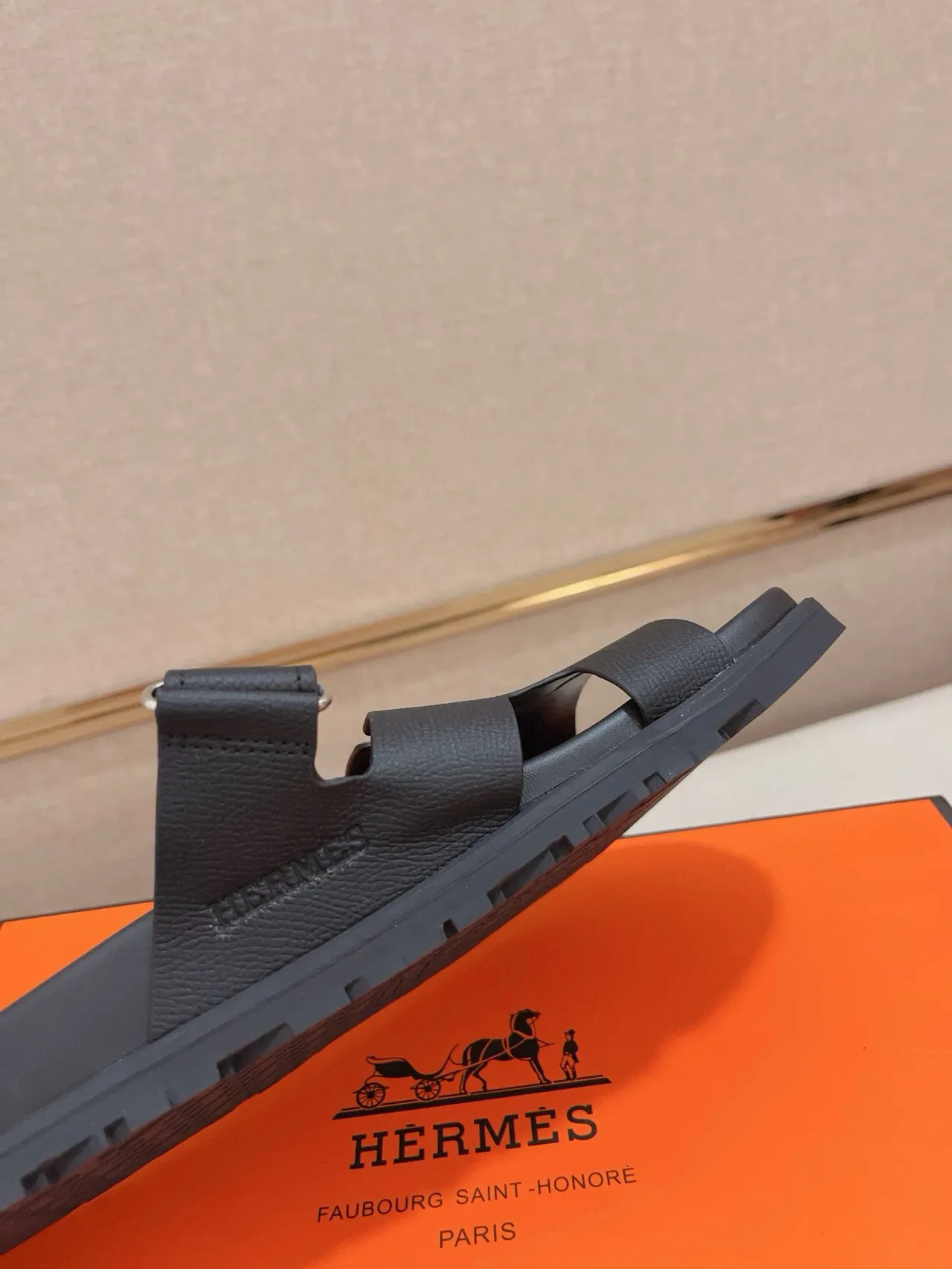 Hermès Oran Slide কালো ক্যাজুয়াল স্যান্ডেল 6