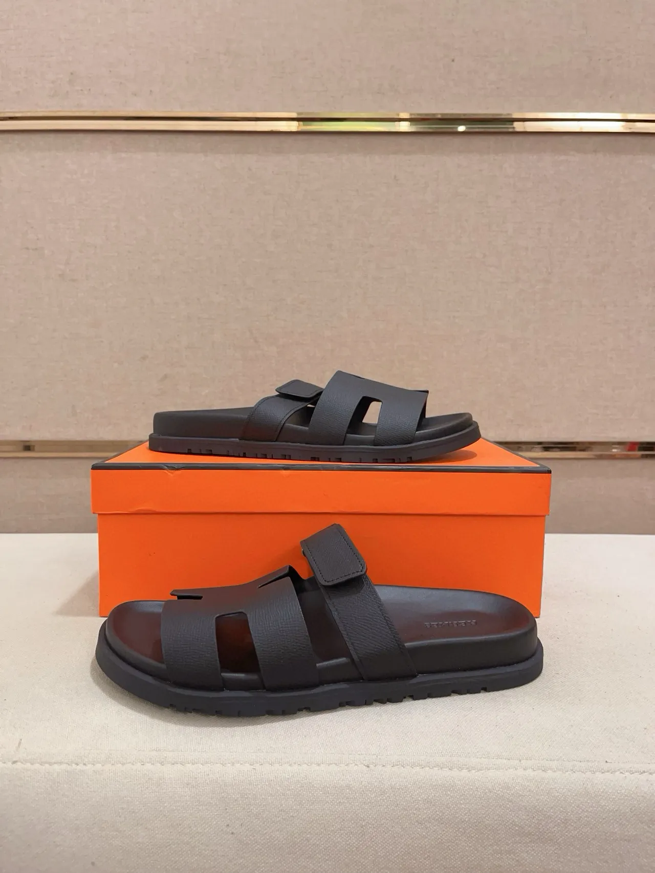Hermès Oran Slide কালো ক্যাজুয়াল স্যান্ডেল 7