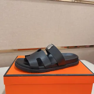 Hermès Oran Slide Black Rubber Slipper