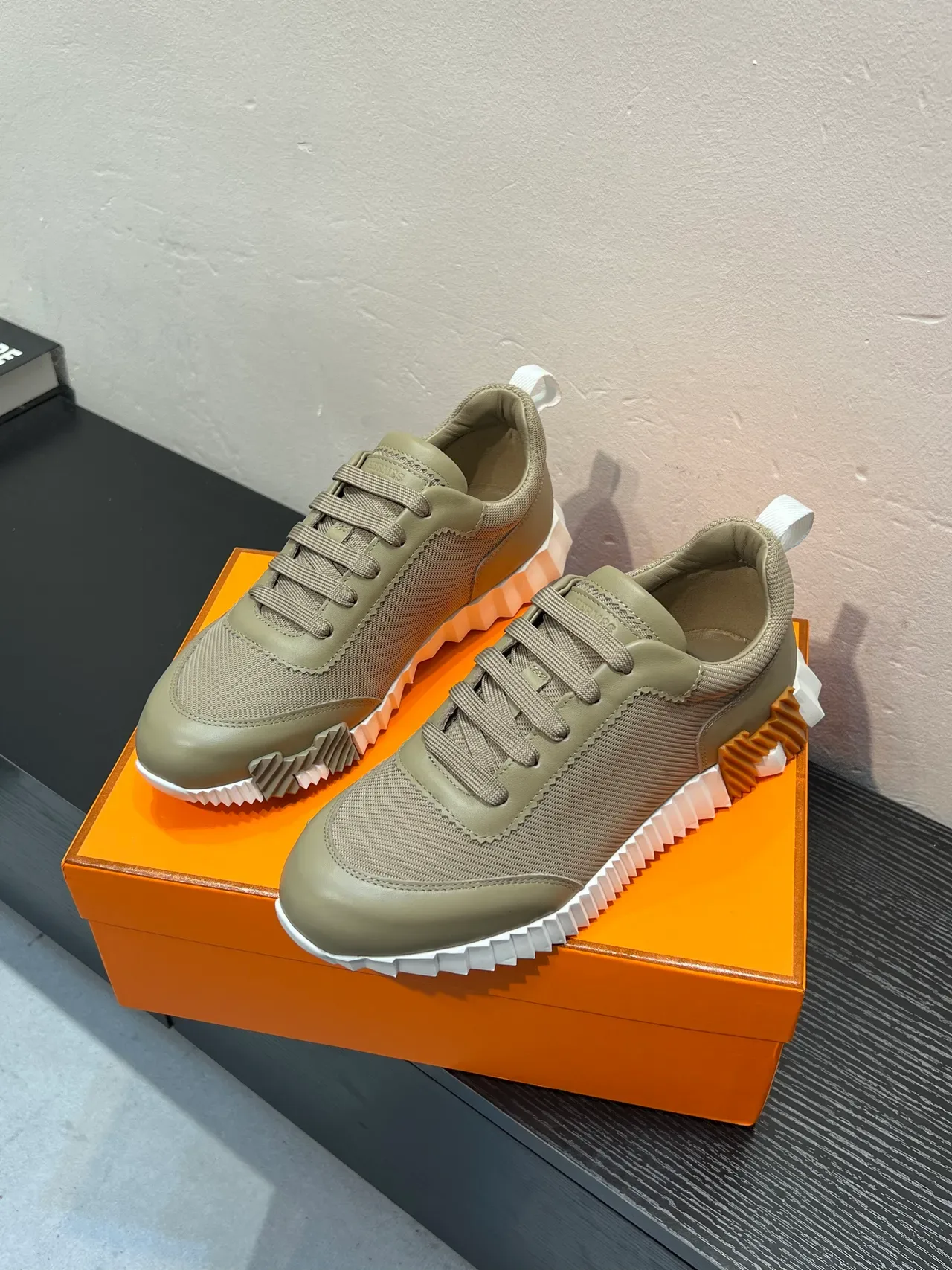 Hermès Oran Sneaker Beige and Orange Lifestyle Sneakers 3