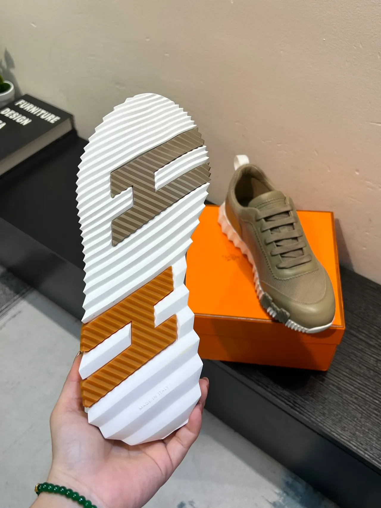 Hermès Oran Sneaker Beige and Orange Lifestyle Sneakers 9