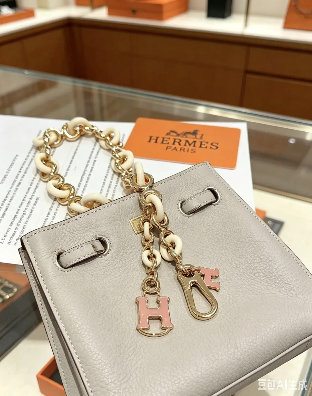 Hermès Picotin Lock Mini Off-White Resin Chain Handbag 6