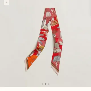 Hermès Precious Paradise Twilly Red Silk Scarf