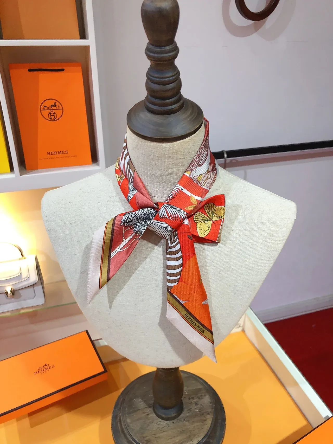 Hermès Precious Paradise Twilly Red Silk Scarf 2
