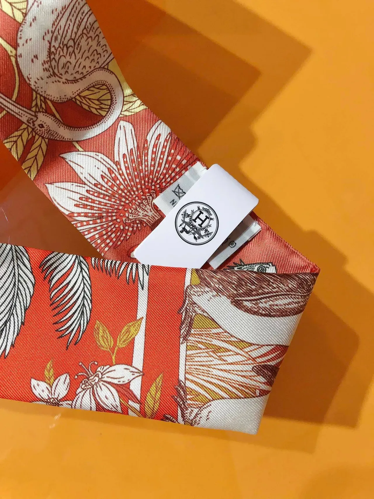 Hermès Precious Paradise Twilly Red Silk Scarf 5