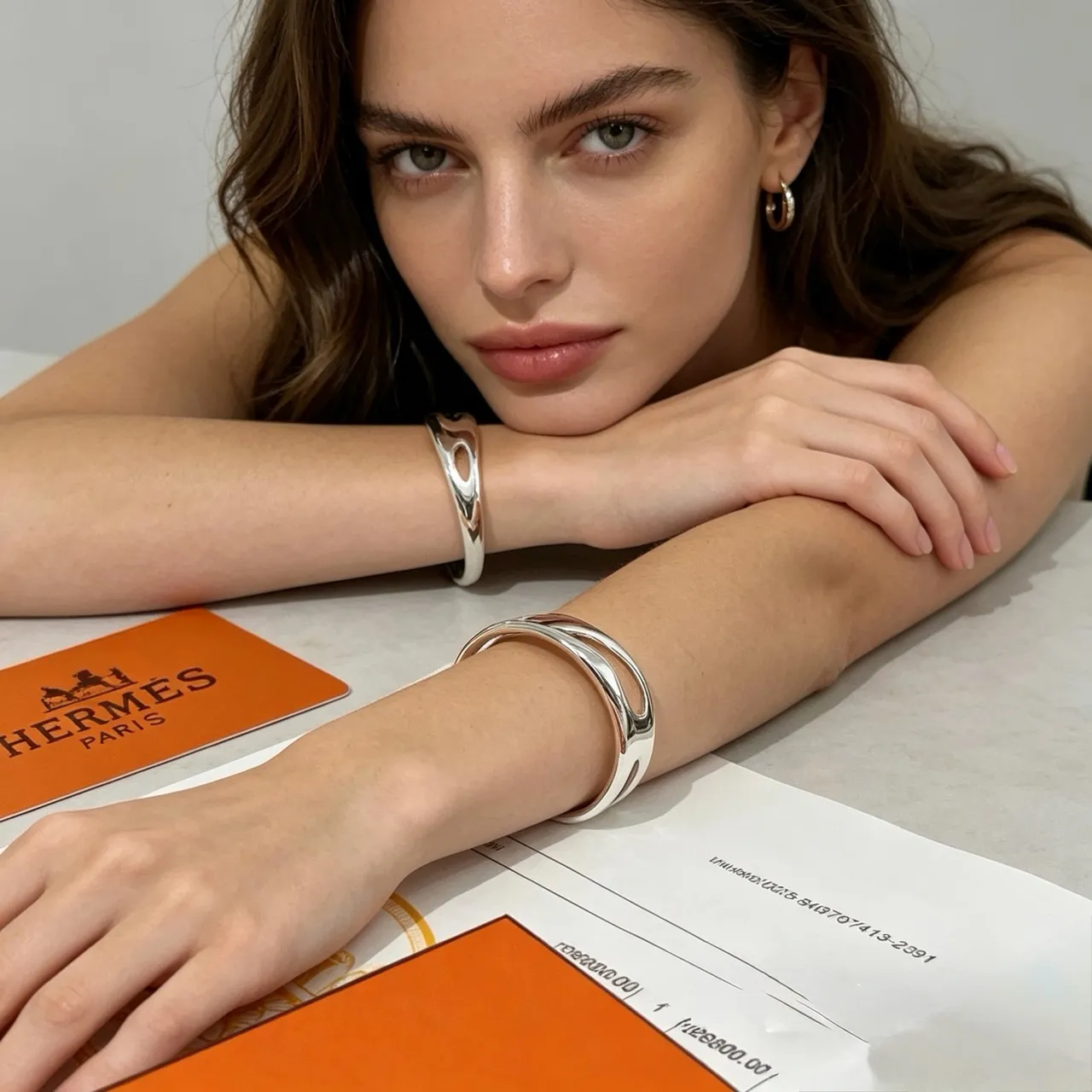Hermès Silver Polished Asymmetrical Openwork Cuff Bracelet 4