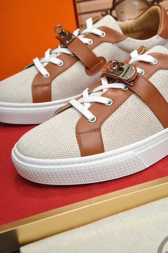 Hermès Textile and Leather Strap Sneakers 3