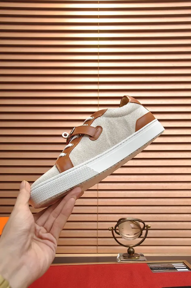 Hermès Textile and Leather Strap Sneakers 4