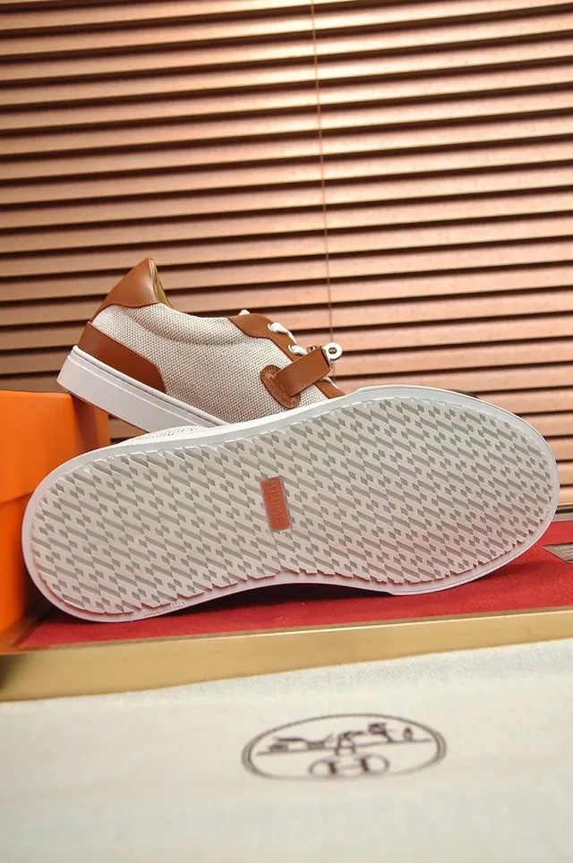 Hermès Textile and Leather Strap Sneakers 5