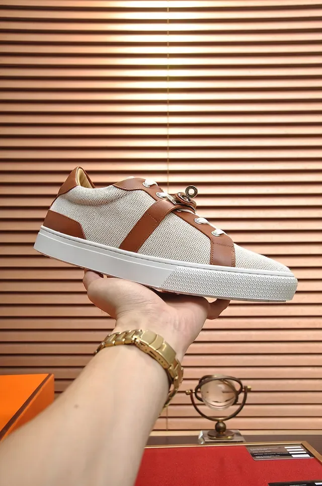 Hermès Textile and Leather Strap Sneakers 7