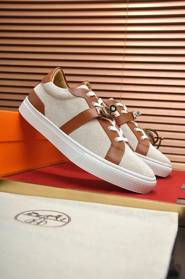 Hermès Textile and Leather Strap Sneakers 8