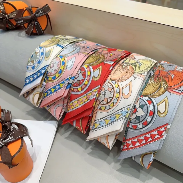 Hermès Twilly Equestrian Print Red Silk Scarf 3
