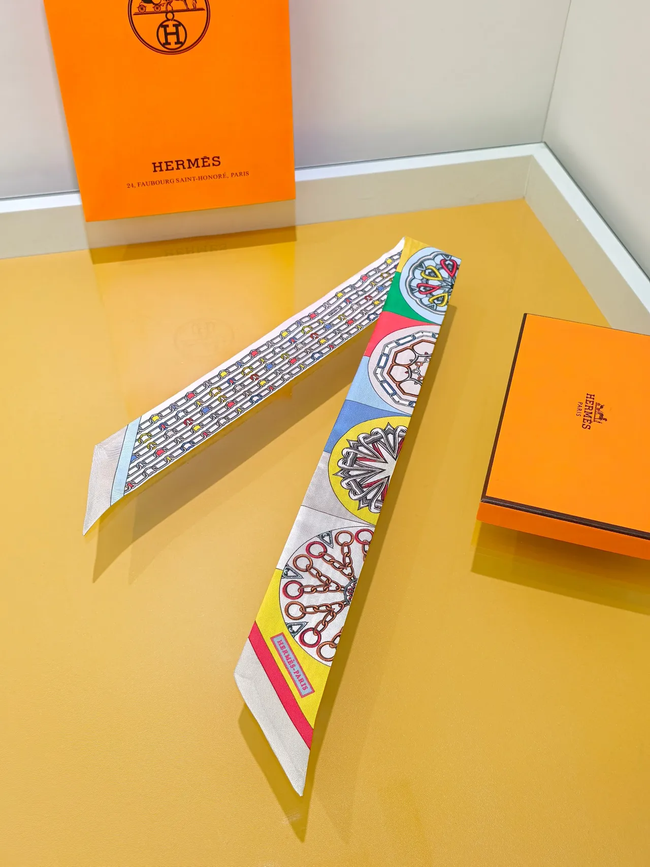 Hermès TWILLY Multicolor Geometric Print Silk Scarf 7