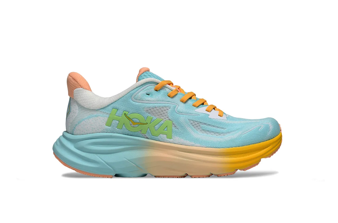 Hoka Clifton Bleu Jaune Tige Tricotée Ingénierée Midsol Sculpté à Densité Multiples Chaussures de course 2