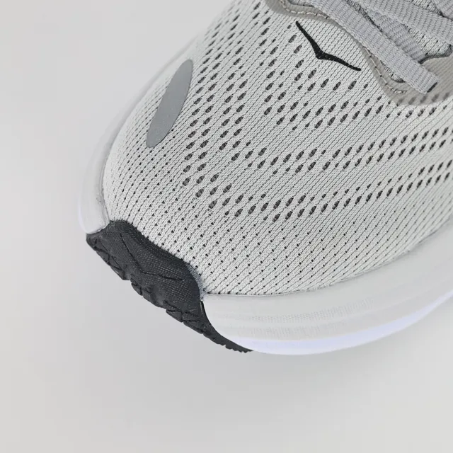 Hoka Gray White Engineered Mesh Upper Stacked Cushioned Midsole Running Shoes 5