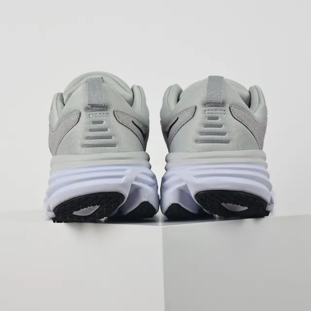 Hoka Gray White Engineered Mesh Upper Stacked Cushioned Midsole Running Shoes 8