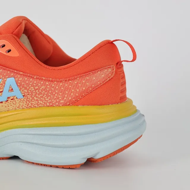 Hoka Laranja Amarelo Malha Engineered Superior Amortecimento Multicamadas Solado Intermediário Tênis de Corrida 4