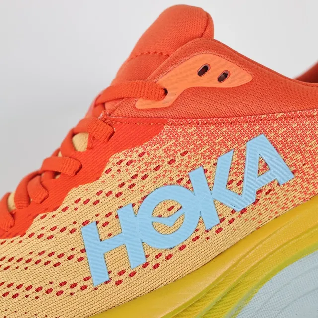 Hoka Laranja Amarelo Malha Engineered Superior Amortecimento Multicamadas Solado Intermediário Tênis de Corrida 6