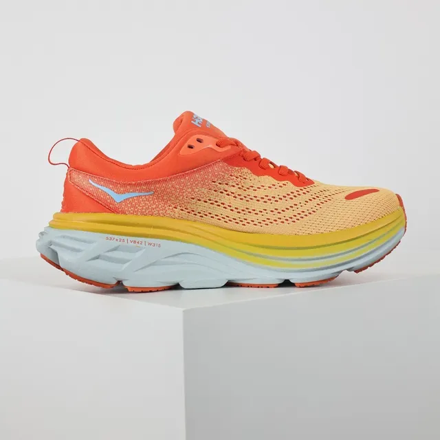 Hoka Laranja Amarelo Malha Engineered Superior Amortecimento Multicamadas Solado Intermediário Tênis de Corrida 7