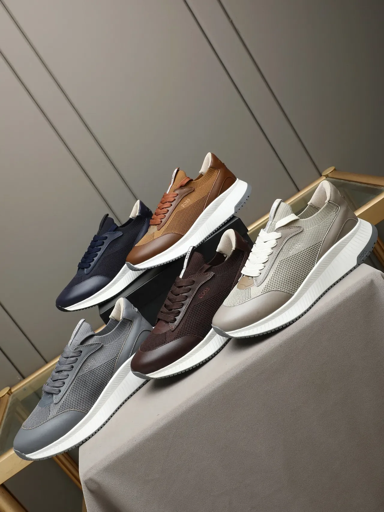 Hugo Boss Beige Knit Mesh Lifestyle Sneakers 2