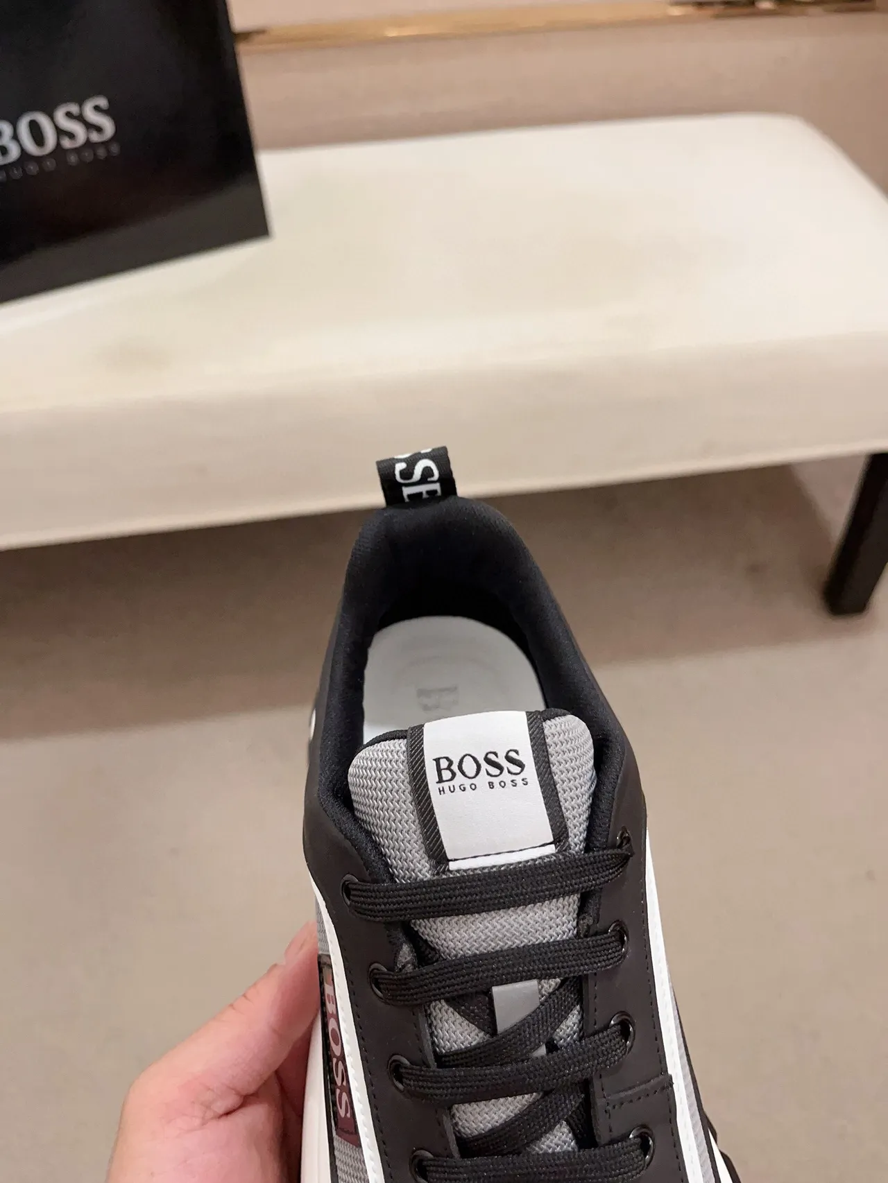 Hugo Boss Semelle Noire Grise Tissu Et Synthétique Supérieur Baskets Chunky 6