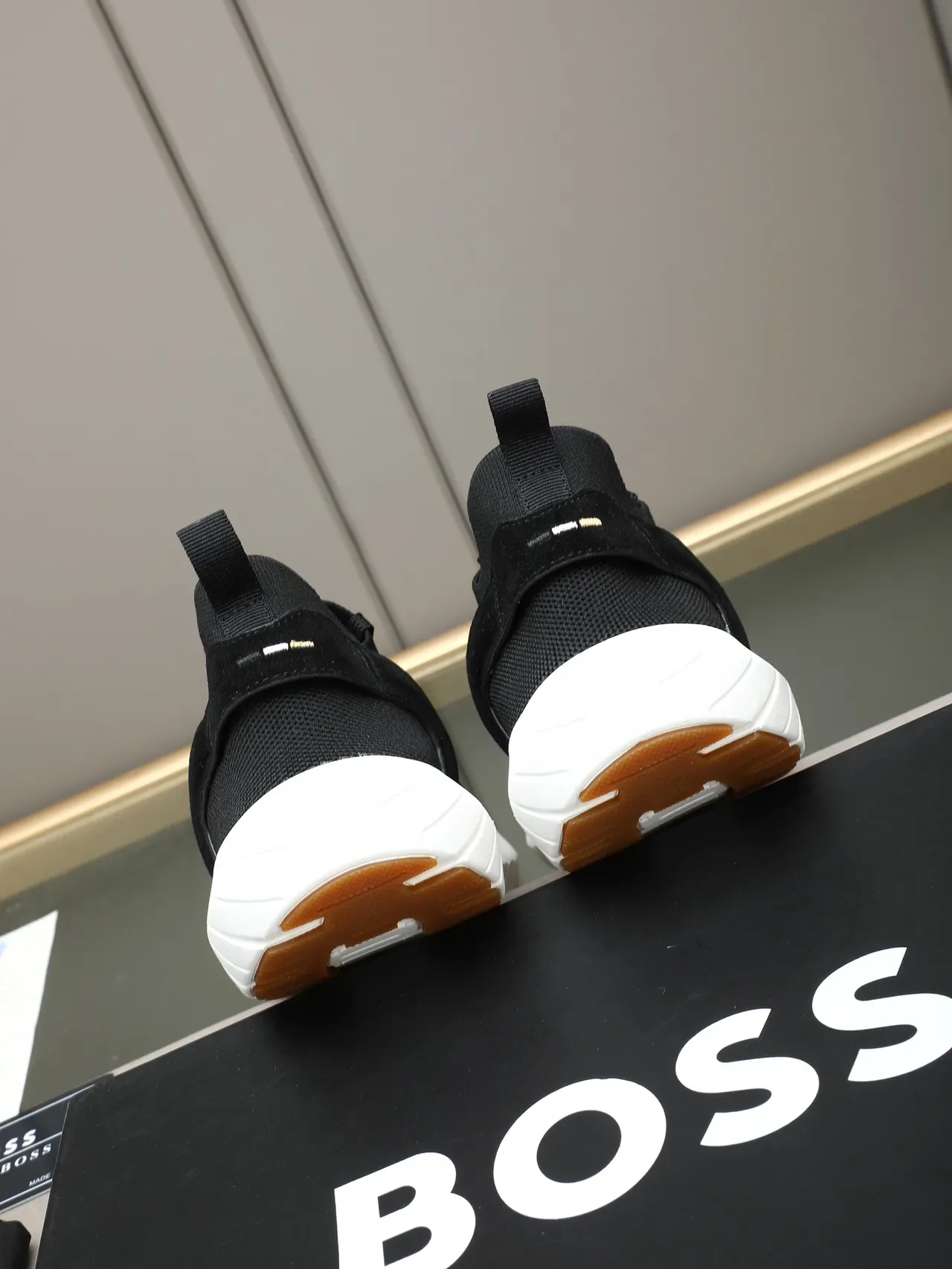 Hugo Boss Black Knit and Suede Lifestyle Sneaker 3