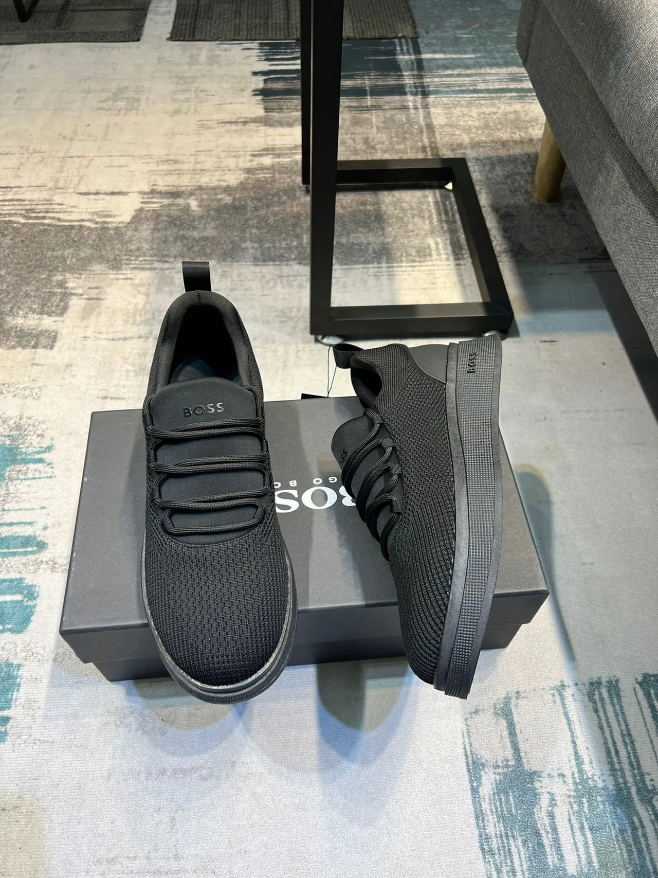 Hugo Boss أحذية رياضية أسود كروشيه سهل الارتداء منصة أسلوب حياة 4