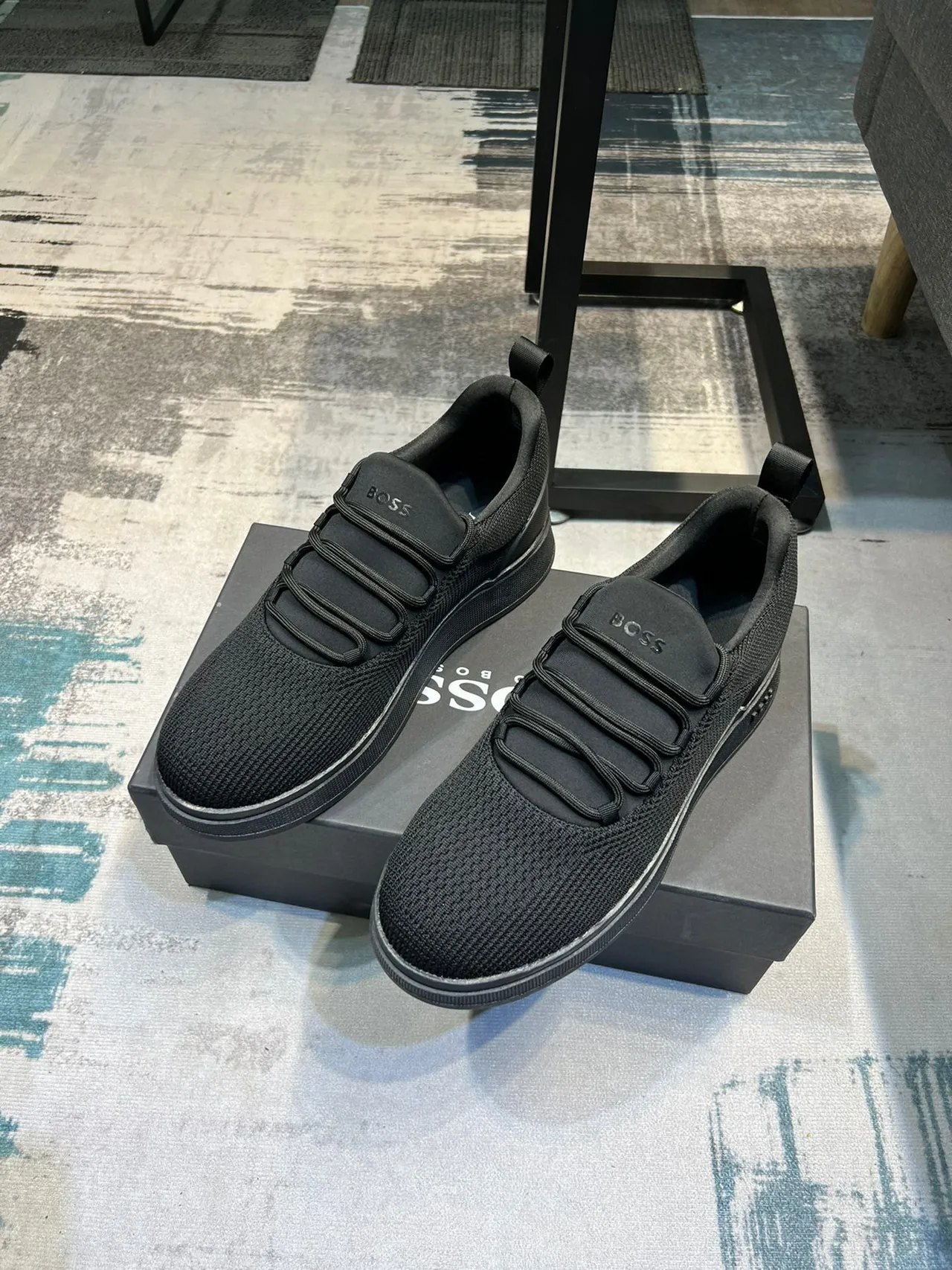 Hugo Boss أحذية رياضية أسود كروشيه سهل الارتداء منصة أسلوب حياة 5