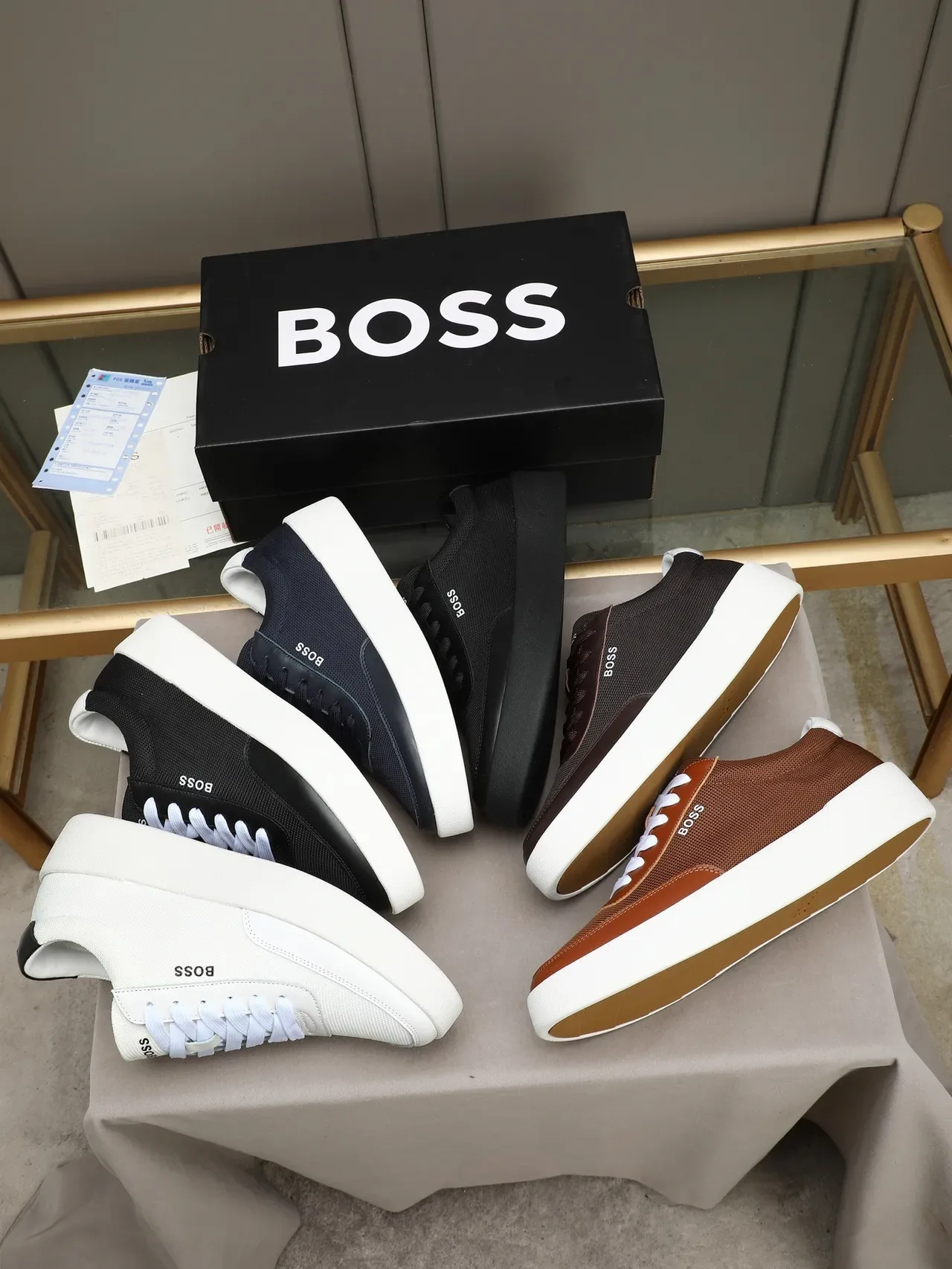 Hugo Boss Black Mesh and Leather Platform Lifestyle Sneakers 2