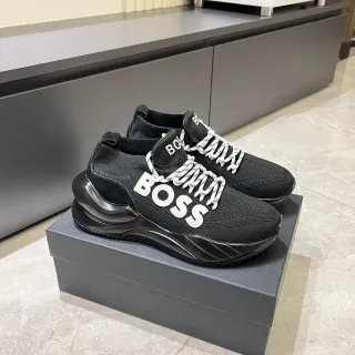 Hugo Boss Black White Knit Upper Sculpted Sole Chunky Sneakers