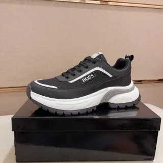 Hugo Boss Black White Platform Sole Mesh And Synthetic Upper Chunky Sneakers