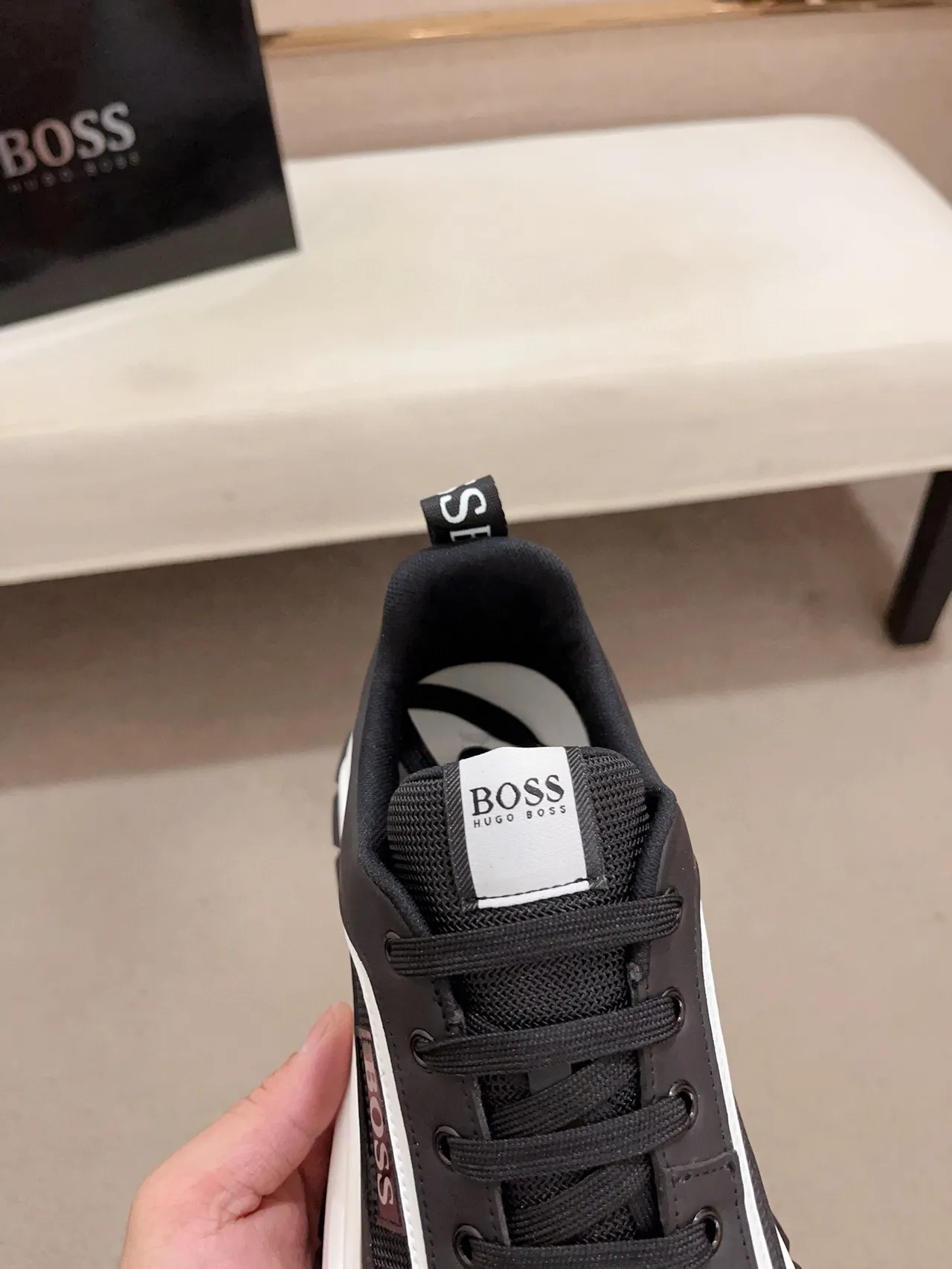Hugo Boss Black White Platform Sole Mesh And Synthetic Upper Chunky Sneakers 6