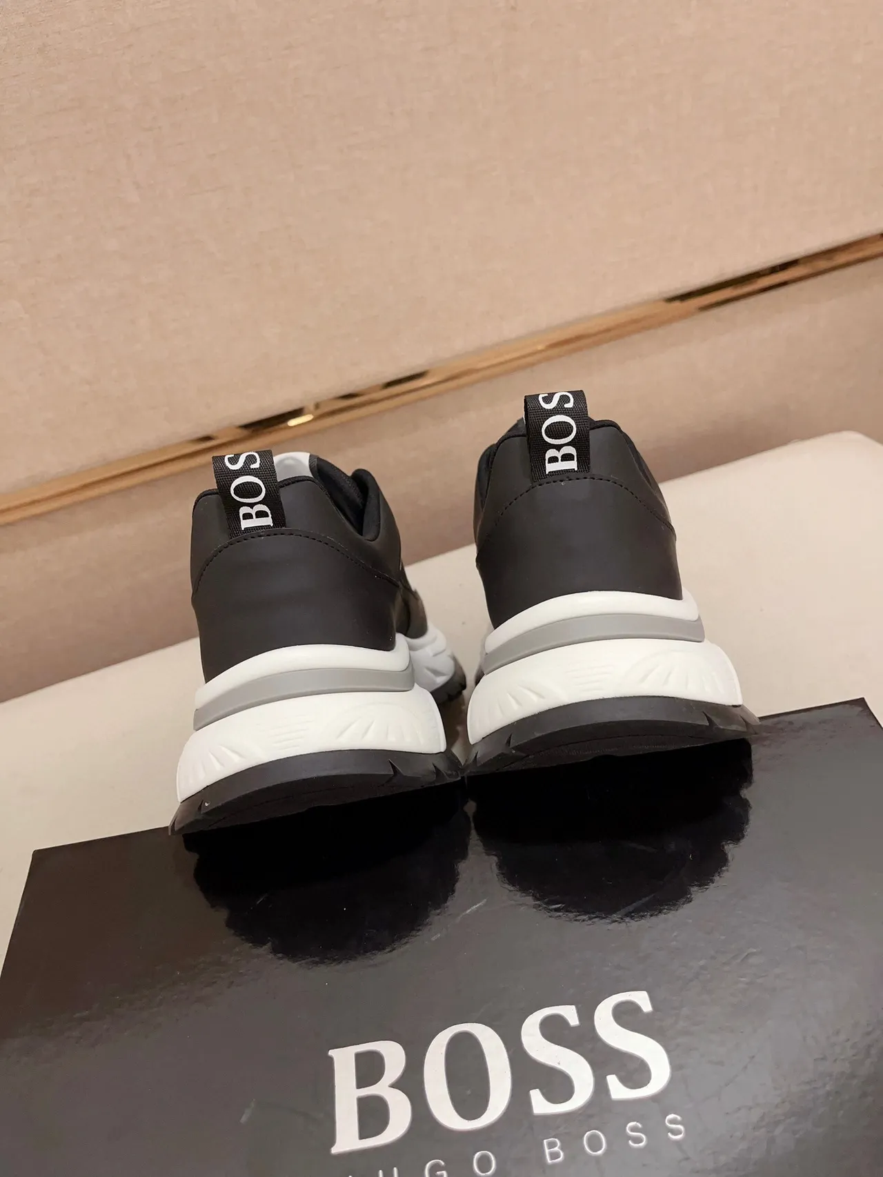 Hugo Boss Black White Platform Sole Mesh And Synthetic Upper Chunky Sneakers 8