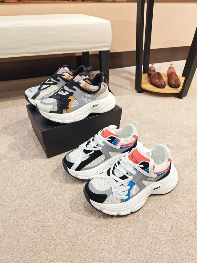 Hugo Boss Cinza e Preto Sola de plataforma Parte superior de material misto Tênis chunky 2