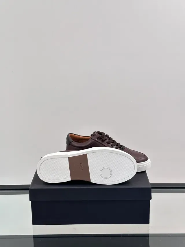 Sneakers Lifestyle Hugo Boss Motion Marron Blanc Cuir Low Top 2
