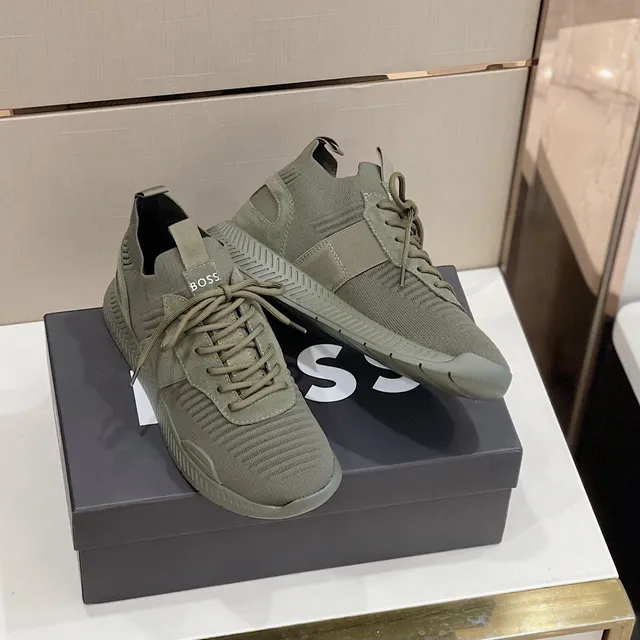 Hugo Boss Chaussures Lifestyle Vert Olive Tricoté Côtelé 3