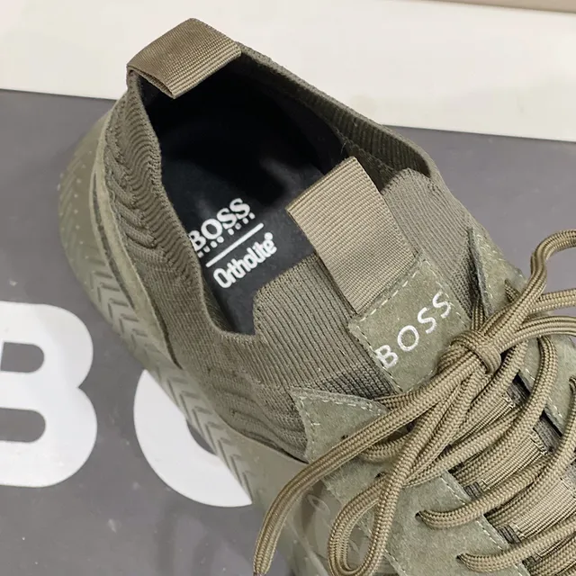 Hugo Boss Chaussures Lifestyle Vert Olive Tricoté Côtelé 4