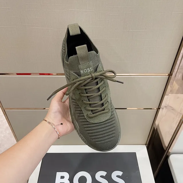 Hugo Boss Chaussures Lifestyle Vert Olive Tricoté Côtelé 5