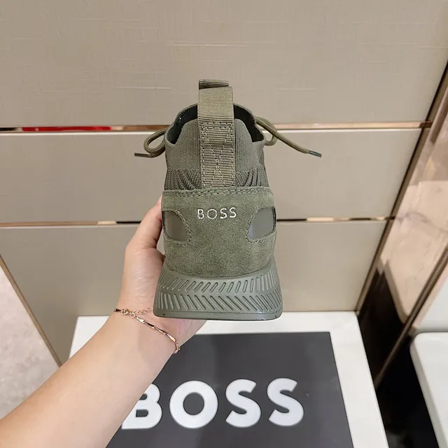 Hugo Boss Chaussures Lifestyle Vert Olive Tricoté Côtelé 6