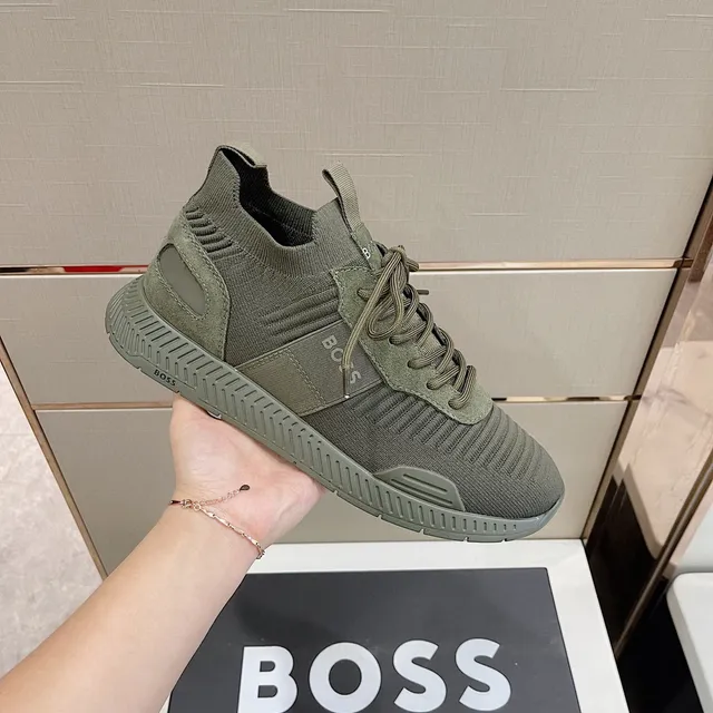 Hugo Boss Chaussures Lifestyle Vert Olive Tricoté Côtelé 7