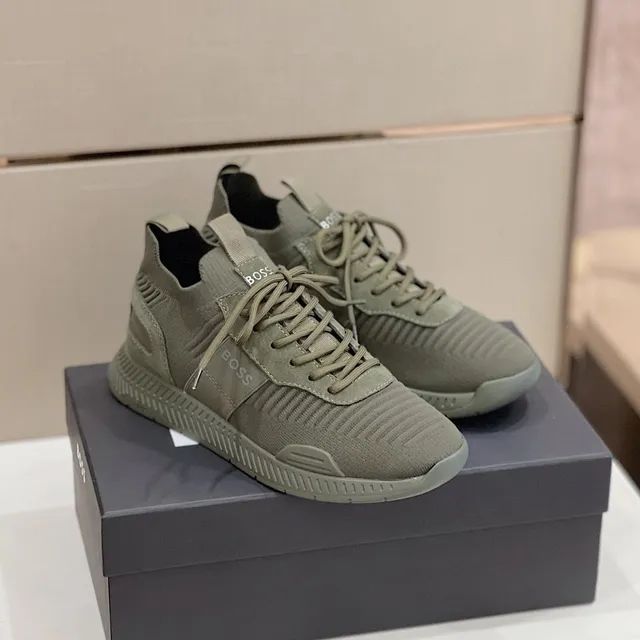 Hugo Boss Chaussures Lifestyle Vert Olive Tricoté Côtelé 8