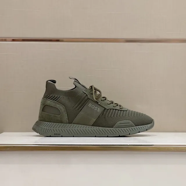 Hugo Boss Chaussures Lifestyle Vert Olive Tricoté Côtelé 9